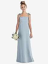 Front View Thumbnail - Mist Tie Shoulder Empire Waist Junior Bridesmaid Dress