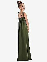 Rear View Thumbnail - Olive Green Tie Shoulder Empire Waist Junior Bridesmaid Dress