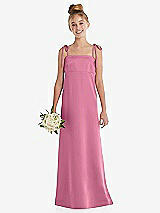 Front View Thumbnail - Orchid Pink Tie Shoulder Empire Waist Junior Bridesmaid Dress