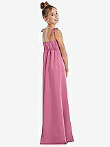 Rear View Thumbnail - Orchid Pink Tie Shoulder Empire Waist Junior Bridesmaid Dress
