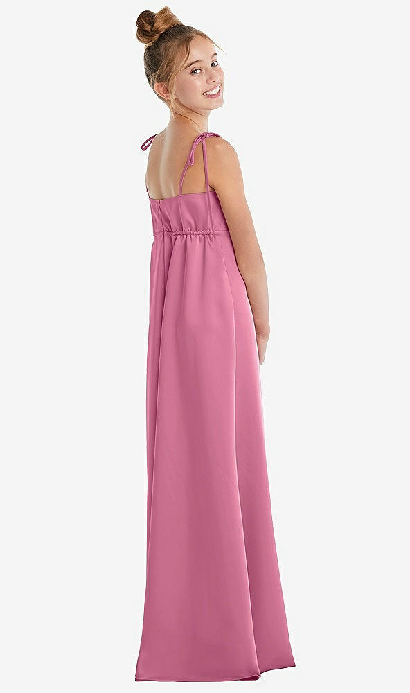 Back View - Orchid Pink Tie Shoulder Empire Waist Junior Bridesmaid Dress