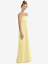 Side View Thumbnail - Pale Yellow Tie Shoulder Empire Waist Junior Bridesmaid Dress