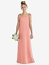 Front View Thumbnail - Rose - PANTONE Rose Quartz Tie Shoulder Empire Waist Junior Bridesmaid Dress