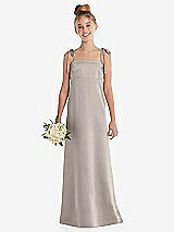 Front View Thumbnail - Taupe Tie Shoulder Empire Waist Junior Bridesmaid Dress