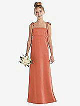Front View Thumbnail - Terracotta Copper Tie Shoulder Empire Waist Junior Bridesmaid Dress