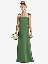 Front View Thumbnail - Vineyard Green Tie Shoulder Empire Waist Junior Bridesmaid Dress