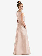 Rear View Thumbnail - Cameo Off-the-Shoulder Draped Wrap Satin Junior Bridesmaid Dress