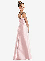 Rear View Thumbnail - Ballet Pink Spaghetti Strap Satin Junior Bridesmaid Dress with Mini Sash