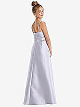 Rear View Thumbnail - Silver Dove Spaghetti Strap Satin Junior Bridesmaid Dress with Mini Sash