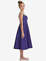 Side View Thumbnail - Grape Adjustable Spaghetti Strap Satin Midi Junior Bridesmaid Dress