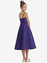 Rear View Thumbnail - Grape Adjustable Spaghetti Strap Satin Midi Junior Bridesmaid Dress