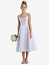 Alt View 1 Thumbnail - Silver Dove Adjustable Spaghetti Strap Satin Midi Junior Bridesmaid Dress