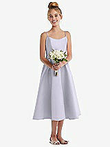 Front View Thumbnail - Silver Dove Adjustable Spaghetti Strap Satin Midi Junior Bridesmaid Dress