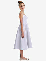 Side View Thumbnail - Silver Dove Adjustable Spaghetti Strap Satin Midi Junior Bridesmaid Dress