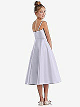 Rear View Thumbnail - Silver Dove Adjustable Spaghetti Strap Satin Midi Junior Bridesmaid Dress