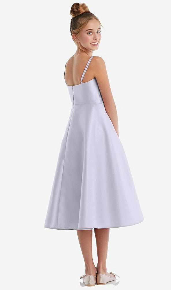 Back View - Silver Dove Adjustable Spaghetti Strap Satin Midi Junior Bridesmaid Dress