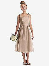 Front View Thumbnail - Topaz Tie Shoulder Pleated Full Skirt Junior Bridesmaid Dress