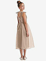 Rear View Thumbnail - Topaz Tie Shoulder Pleated Full Skirt Junior Bridesmaid Dress