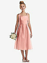 Front View Thumbnail - Apricot Tie Shoulder Pleated Full Skirt Junior Bridesmaid Dress