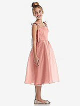 Side View Thumbnail - Apricot Tie Shoulder Pleated Full Skirt Junior Bridesmaid Dress