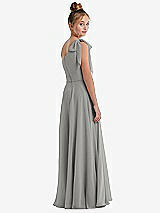 Rear View Thumbnail - Chelsea Gray One-Shoulder Scarf Bow Chiffon Junior Bridesmaid Dress