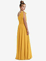 Rear View Thumbnail - NYC Yellow One-Shoulder Scarf Bow Chiffon Junior Bridesmaid Dress