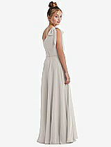 Rear View Thumbnail - Oyster One-Shoulder Scarf Bow Chiffon Junior Bridesmaid Dress
