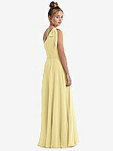 Rear View Thumbnail - Pale Yellow One-Shoulder Scarf Bow Chiffon Junior Bridesmaid Dress