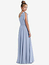 Rear View Thumbnail - Sky Blue One-Shoulder Scarf Bow Chiffon Junior Bridesmaid Dress