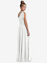 Rear View Thumbnail - White One-Shoulder Scarf Bow Chiffon Junior Bridesmaid Dress
