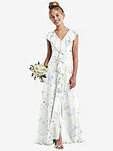 Front View Thumbnail - Bleu Garden Cascading Ruffle Full Skirt Chiffon Junior Bridesmaid Dress