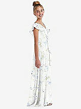 Side View Thumbnail - Bleu Garden Cascading Ruffle Full Skirt Chiffon Junior Bridesmaid Dress