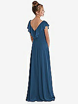 Rear View Thumbnail - Dusk Blue Cascading Ruffle Full Skirt Chiffon Junior Bridesmaid Dress