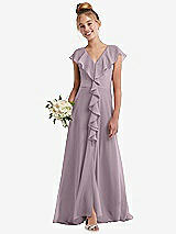 Front View Thumbnail - Lilac Dusk Cascading Ruffle Full Skirt Chiffon Junior Bridesmaid Dress