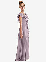 Side View Thumbnail - Lilac Dusk Cascading Ruffle Full Skirt Chiffon Junior Bridesmaid Dress