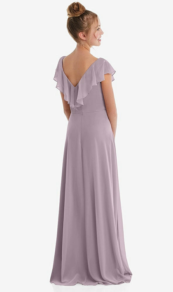 Back View - Lilac Dusk Cascading Ruffle Full Skirt Chiffon Junior Bridesmaid Dress