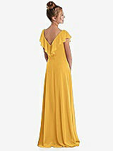 Rear View Thumbnail - NYC Yellow Cascading Ruffle Full Skirt Chiffon Junior Bridesmaid Dress
