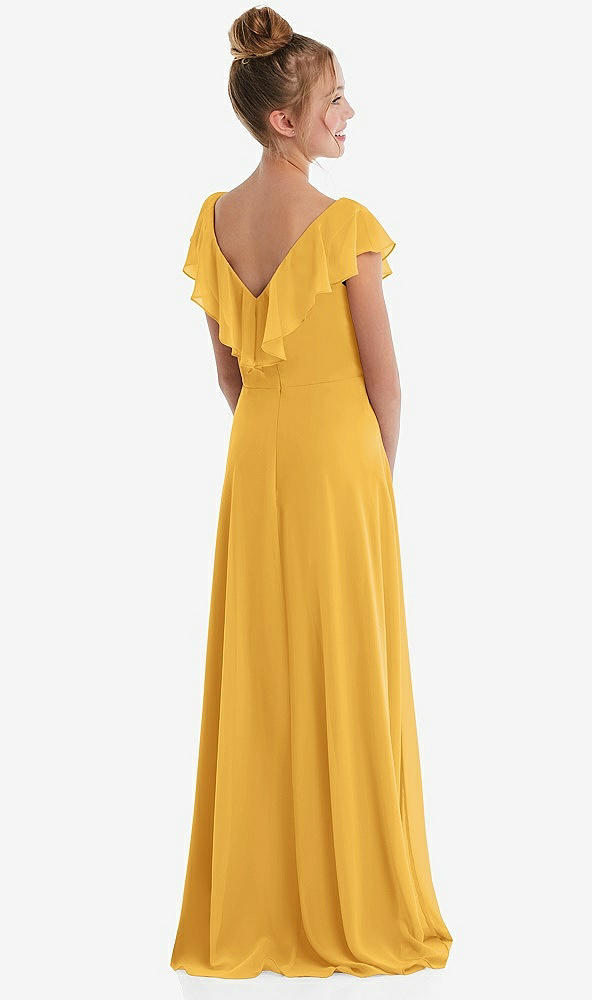 Back View - NYC Yellow Cascading Ruffle Full Skirt Chiffon Junior Bridesmaid Dress