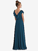 Rear View Thumbnail - Atlantic Blue Cascading Ruffle Full Skirt Chiffon Junior Bridesmaid Dress