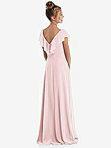 Rear View Thumbnail - Ballet Pink Cascading Ruffle Full Skirt Chiffon Junior Bridesmaid Dress
