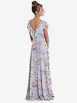 Rear View Thumbnail - Butterfly Botanica Silver Dove Cascading Ruffle Full Skirt Chiffon Junior Bridesmaid Dress