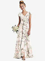Front View Thumbnail - Blush Garden Cascading Ruffle Full Skirt Chiffon Junior Bridesmaid Dress