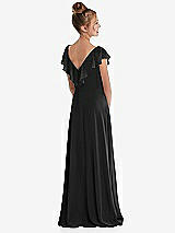 Rear View Thumbnail - Black Cascading Ruffle Full Skirt Chiffon Junior Bridesmaid Dress