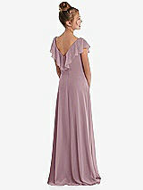 Rear View Thumbnail - Dusty Rose Cascading Ruffle Full Skirt Chiffon Junior Bridesmaid Dress