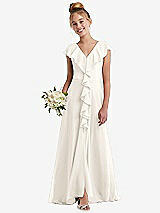 Front View Thumbnail - Ivory Cascading Ruffle Full Skirt Chiffon Junior Bridesmaid Dress