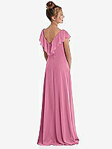 Rear View Thumbnail - Orchid Pink Cascading Ruffle Full Skirt Chiffon Junior Bridesmaid Dress