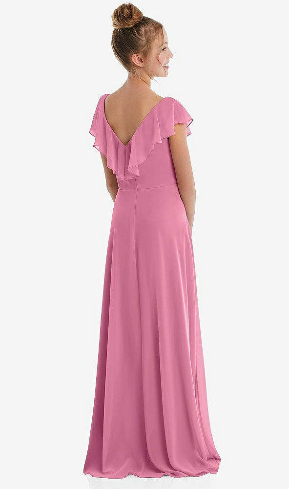 Back View - Orchid Pink Cascading Ruffle Full Skirt Chiffon Junior Bridesmaid Dress