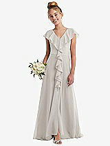 Front View Thumbnail - Oyster Cascading Ruffle Full Skirt Chiffon Junior Bridesmaid Dress