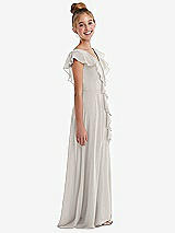 Side View Thumbnail - Oyster Cascading Ruffle Full Skirt Chiffon Junior Bridesmaid Dress