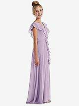 Side View Thumbnail - Pale Purple Cascading Ruffle Full Skirt Chiffon Junior Bridesmaid Dress